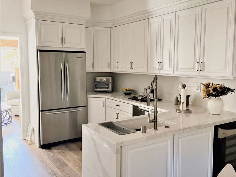 newly built kitchen with custom cabinetry