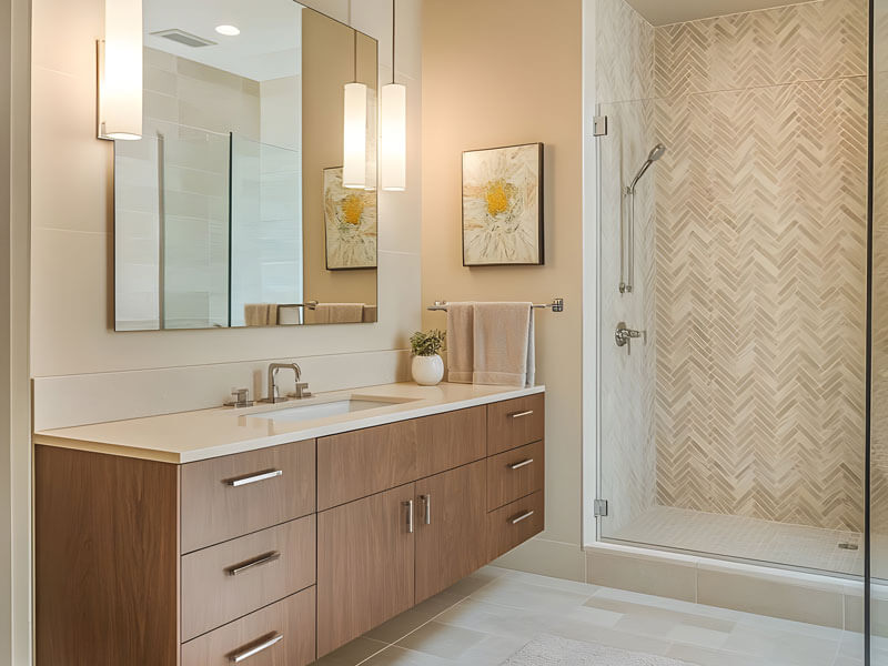 floating vanity in bathroom